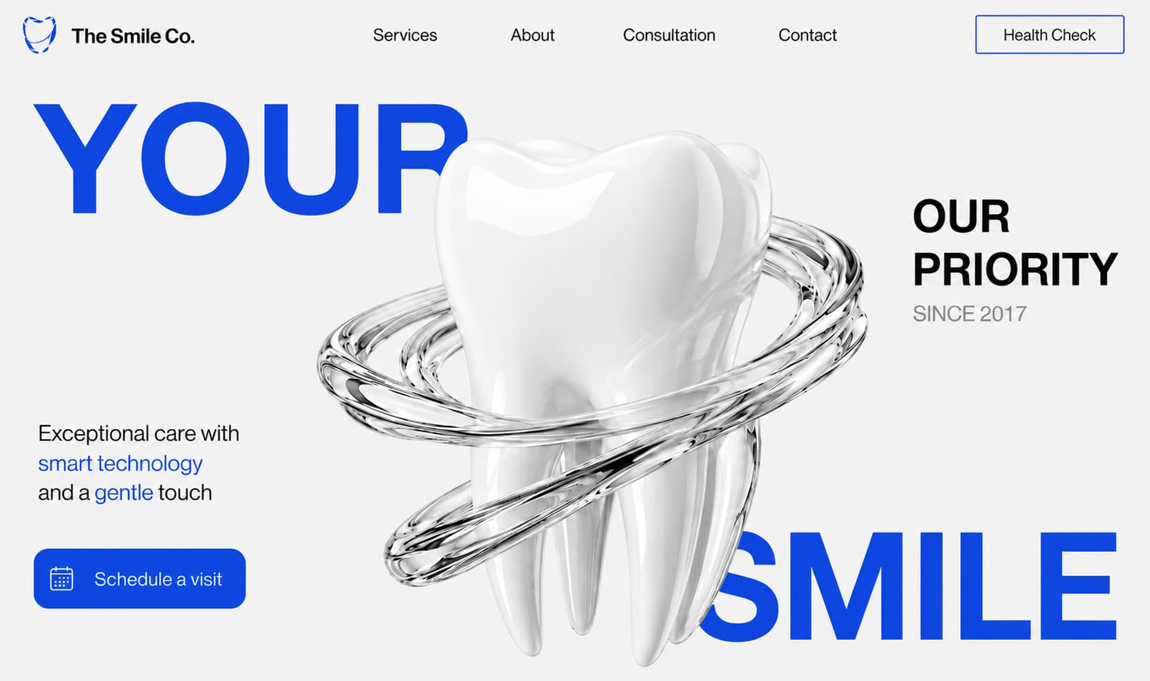 The Smile Co. dental clinic website homepage